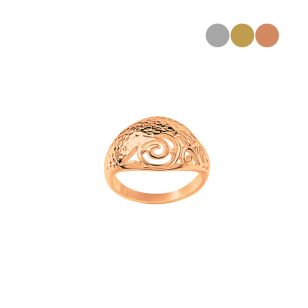 Snail pattern hammered style rose gold ring