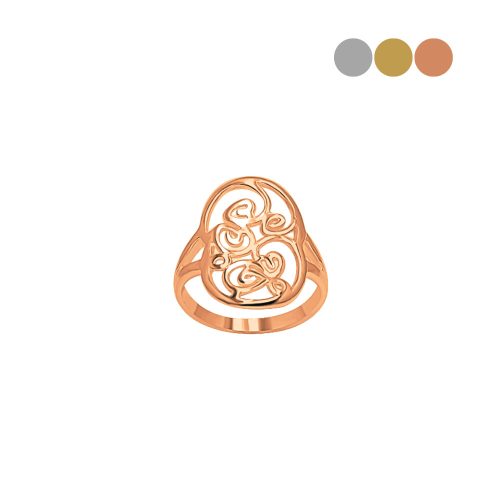 Statement rose gold ring with vine pattern