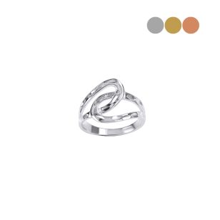 Hammered white gold link ring
