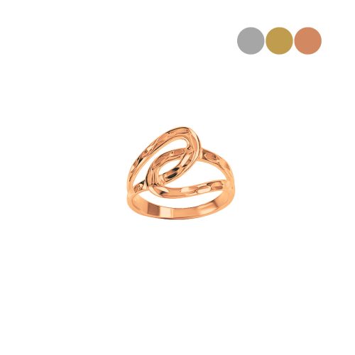 Hammered rose gold link ring