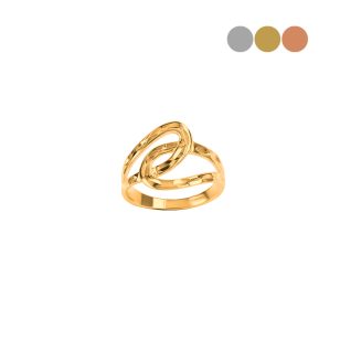 Hammered yellow gold link ring