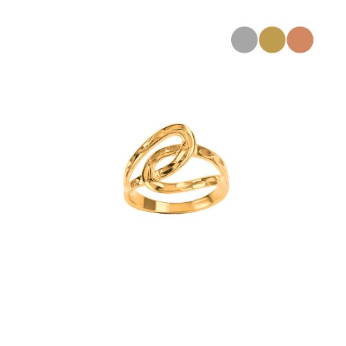 Hammered yellow gold link ring