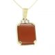 Gold pendant with carnelian and zirconia, vintage handmade jewelry
