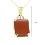 Gold pendant with carnelian and zirconia, vintage handmade jewelry