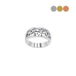 White gold ring with vine pattern