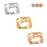 Minimalist rose gold X ring