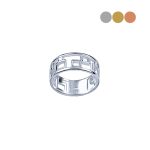 White gold ring with rectangles
