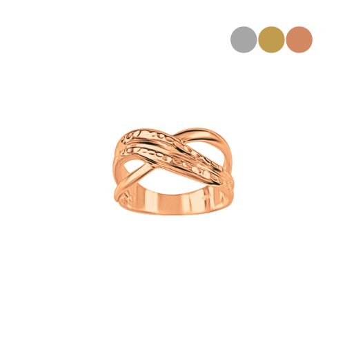 Rose gold hammered X ring