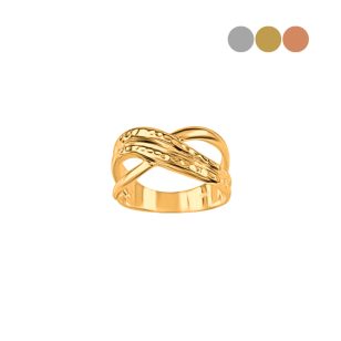 Yellow gold hammered X ring