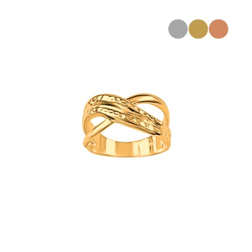 Yellow gold hammered X ring