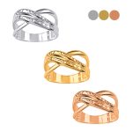 Yellow gold hammered X ring