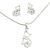 Sparkling kitten pendant and earrings silver jewelry set