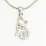 Sparkling kitten pendant and earrings silver jewelry set