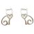 Silver cat earrings with zirconia hearts
