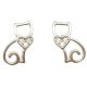 Silver cat earrings with zirconia hearts