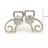 Silver cat earrings with zirconia hearts