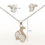 Sparkling squirrel pendant and earrings silver jewelry set