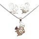 Airy squirrel pendant and earrings silver jewelry set