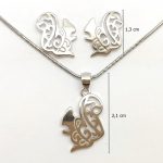 Airy squirrel pendant and earrings silver jewelry set