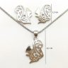 Airy squirrel pendant and earrings silver jewelry set