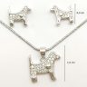 Dog heart pendant and earrings silver jewelry set