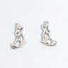 Playful dog pendant and earrings silver jewelry set