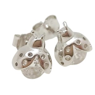 Silver ladybug earrings for children
