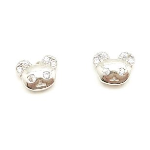 Silver bear earrings for children