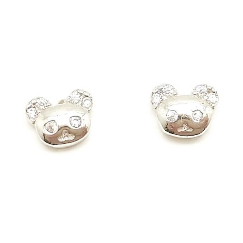 Silver bear earrings for children