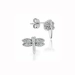 Silver dragonfly earrings with zirconia