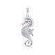 Silver pendant with seahorse and zirconia stones