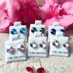 Hypoallergenic silicone earrings with pink  zirconia stone