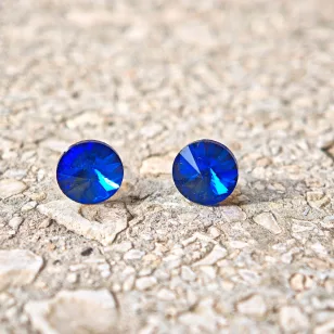   Hypoallergenic silicone earrings with dark blue zirconia stone