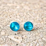 Hypoallergenic silicone earrings with turquoise zirconia stone