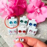 Hypoallergenic silicone earrings with turquoise zirconia stone