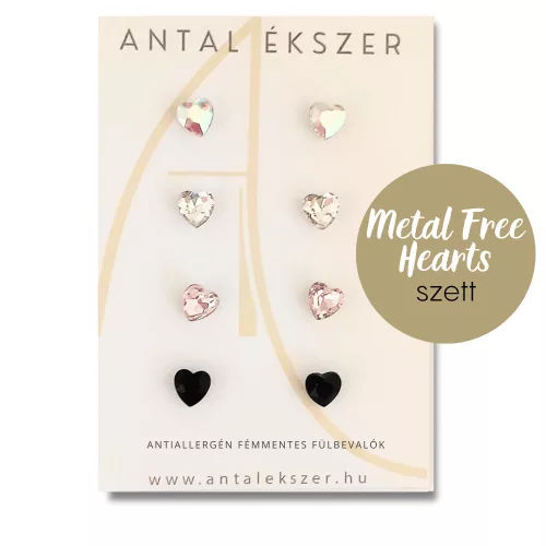 Antiallergén Hearts fülbevaló szett