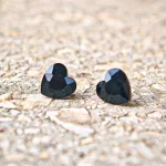 Hypoallergenic silicone heart earrings with black zirconia stone