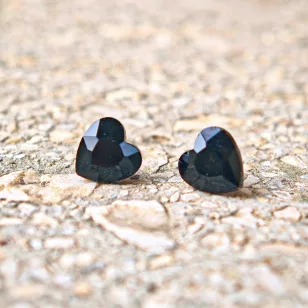   Hypoallergenic silicone heart earrings with black zirconia stone