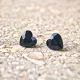 Hypoallergenic silicone heart earrings with black zirconia stone
