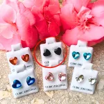 Hypoallergenic silicone heart earrings with black zirconia stone