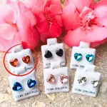 Hypoallergenic Silicone heart earrings with red zirconia stone