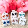   Hypoallergenic Silicone heart earrings with red zirconia stone