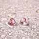 Hypoallergenic silicone heart earrings with pink zirconia stone