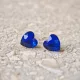 Hypoallergenic Silicone heart stud earrings with dark blue zirconia stones
