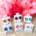 Hypoallergenic Silicone heart earrings with turquoise zirconia stones