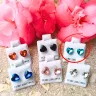   Hypoallergenic Silicone heart earrings with turquoise zirconia stones