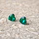 Hypoallergenic Silicone heart earrings with green zirconia stone