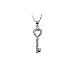 Silver heart key pendant with zirconia 