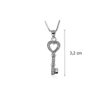 Silver heart key pendant with zirconia 