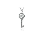 Silver key pendant with zirconia stones